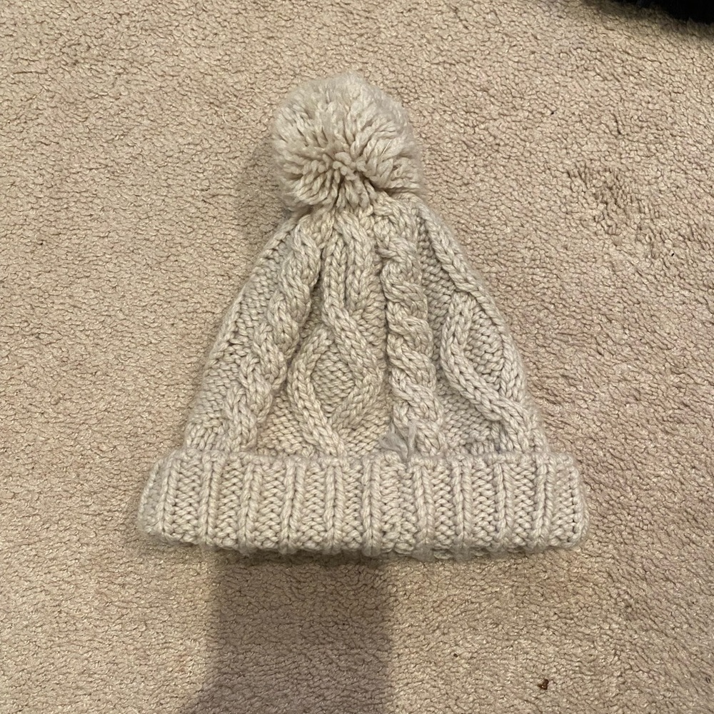 H&M Cream Knit Winter Hat with Pompom